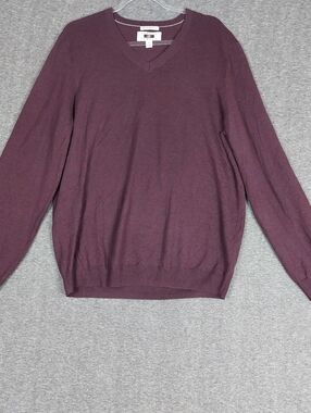 JOSEPH ABBOUND MENS PURPLE 100% EXTRA FINE MERINO WOOL VNECK SWEATER SIZE XL